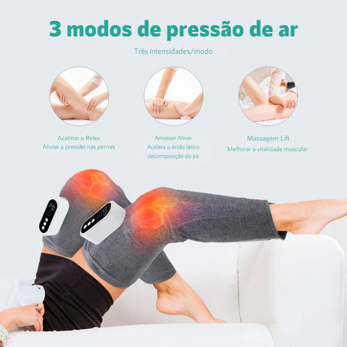 erapia para pernas inchadas, alívio de dor nas pernas, melhorar a circulação sanguínea, tratamento para varizes, reduzir inchaço nas pernas, massagem de compressão, terapia de aquecimento, tratamento para linfedema, tratamento para lipedema, pernas doloridas, remover desconforto das pernas, aliviar fadiga nas pernas, dispositivo de massagem para pernas, massagem terapêutica, tecnologia therma pulse air