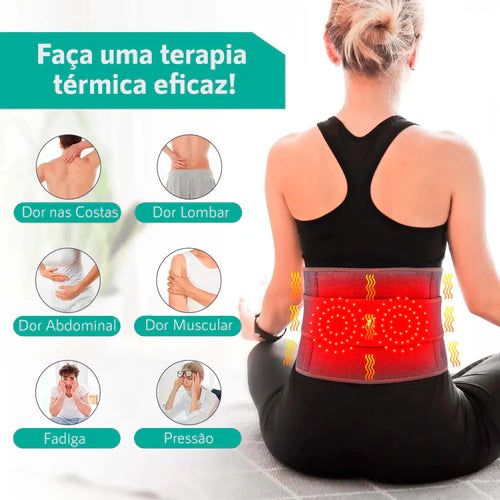 cinta massageadora, alívio dor coluna, alívio dor quadril, terapia de calor, massagem por vibração, melhora circulação sanguínea, redução de inchaço, cinta ortopédica, recuperação do quadril, AirPulse Therapy, tratamento não invasivo, material respirável, ajuste personalizado, cinta portátil, alívio muscular, alívio tensão nas articulações, estimulação de colágeno, regeneração celular, cinta terapêutica, alívio instantâneo