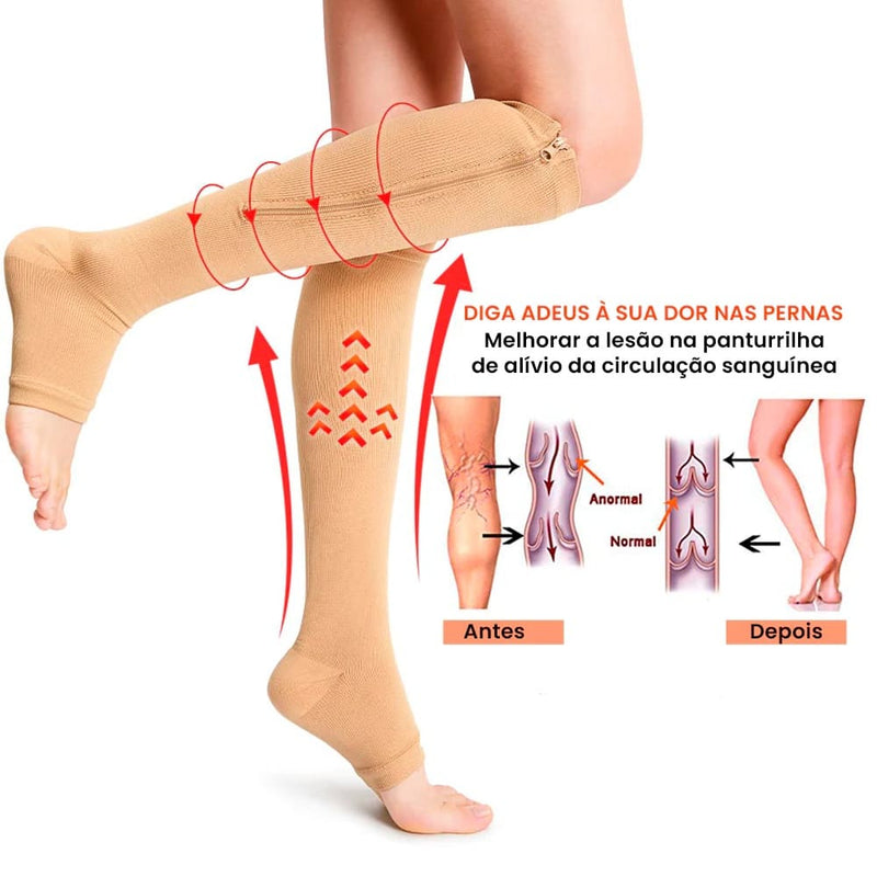 Meia de Compressão com Zíper - Compre 1 Leve 2